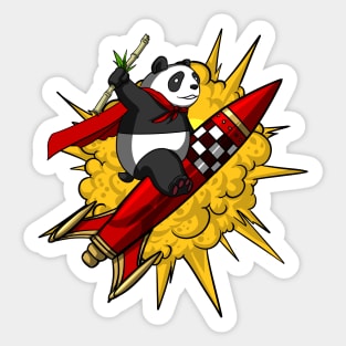 Panda Bear Riding Rocket Sticker